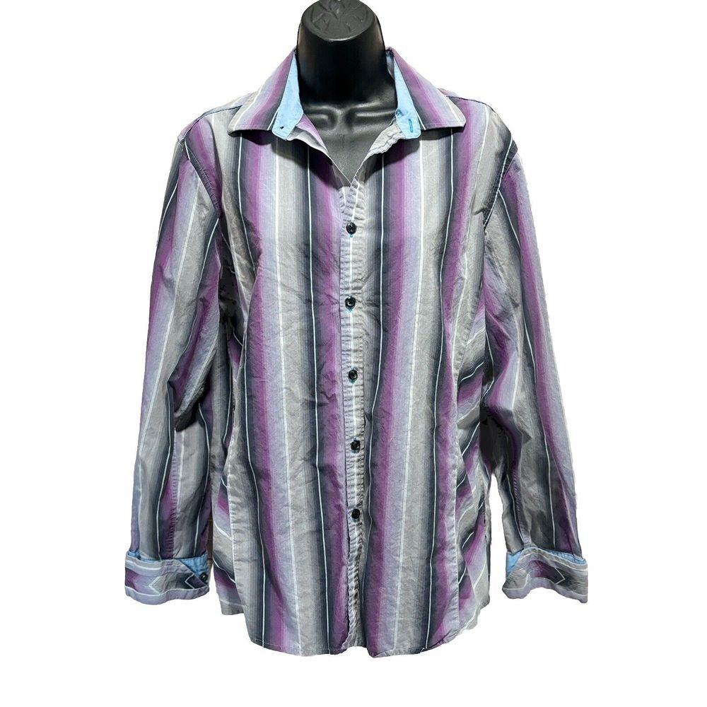INC International Concepts Blue/Purple Plaid Button Up Shirt Long Sleeve Size‎ M